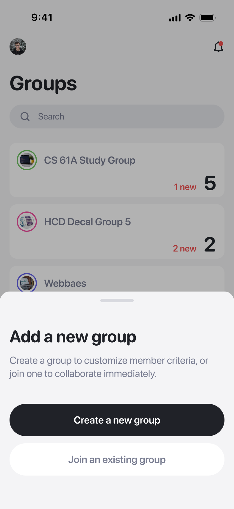 add group screen